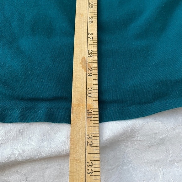 Thyme Maternity Teal Asymmetric Square Neck Short Sleeve‎ Tunic Top Size Large - Picture 8 of 9